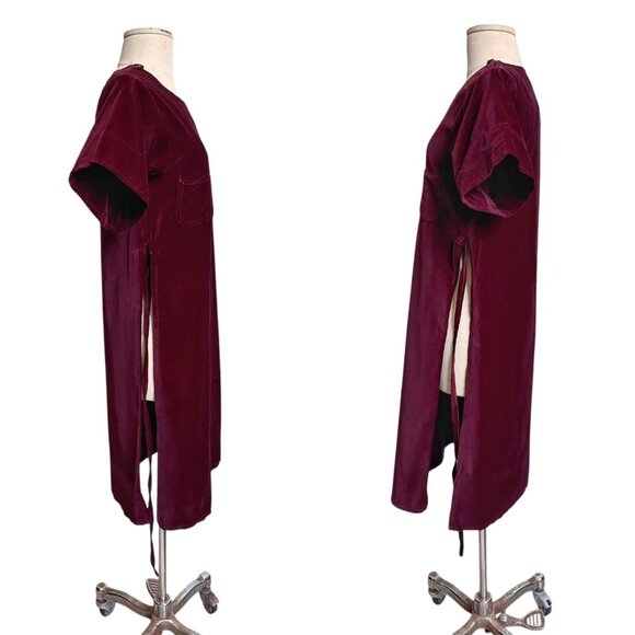 70s vintage velvet tunic top dress overlay Esprit burgundy boho hippie. - Picture 3 of 14